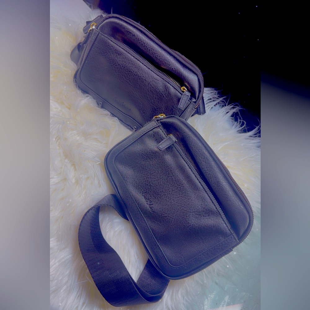 Black Belt Bag with Soft Material and Zipper Closure